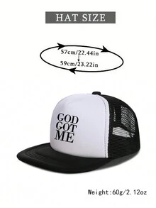 1pc Trucker Hat GOD GOT ME Printing Unisex Trucker Hats Snapback Hat For Men Women Mesh Baseball Cap Adjustable Wide Brim Sun Hats Summer Flat Bill Hats - Multicolor - View 3