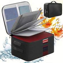 1 个带密码锁的文件袋，带防水拉链的 3 层文件收纳盒，安全便携式旅行收纳袋，用于存放文件、笔记本电脑、档案和证书，客厅办公室宿舍配件，家庭整理和收纳用品，返校，返校，学校用品 - 彩色 - 查看 12