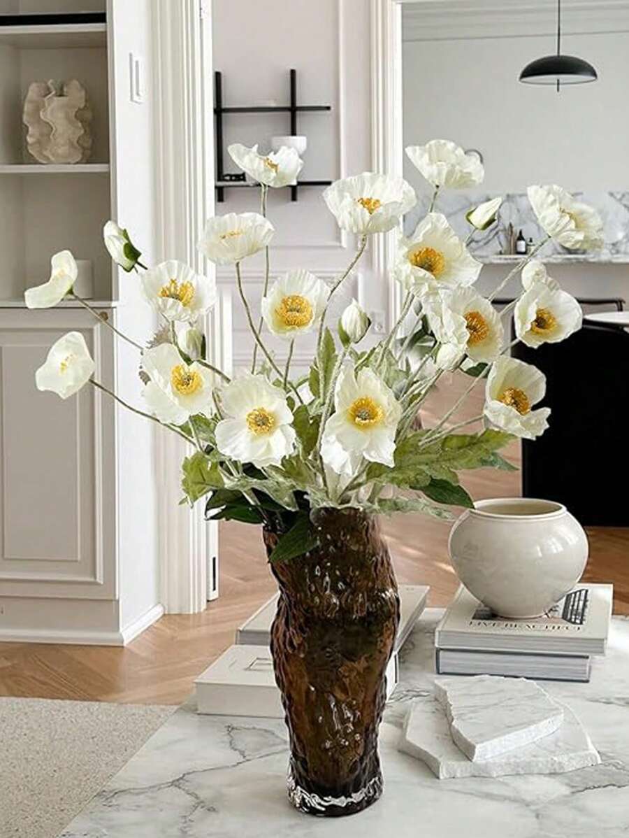 1pc/3pcs Artificial Poppy Flower, Lifelike Fake Plants And Flowers