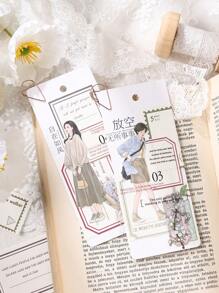 6 Books/Set (30 Sheets Per Book) Creative Stamp Shape Can Write Time Name Record Notepad Learning Stationery, Ancient Rhyme Blank Record Series Tearable Material Paper, Used For Note Scrapbook Diary Collage Classroom Notes Multifunctional Portable Book