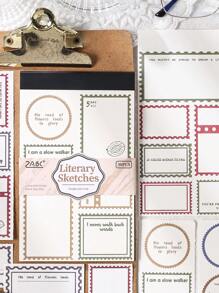6 Books/Set (30 Sheets Per Book) Creative Stamp Shape Can Write Time Name Record Notepad Learning Stationery, Ancient Rhyme Blank Record Series Tearable Material Paper, Used For Note Scrapbook Diary Collage Classroom Notes Multifunctional Portable Book