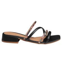 Clog Sandal With Colorful Rhinestone Straps - 黑色 - 查看 1