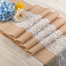 1pc Decorative Lace Linen Tablecloth, Farmhouse Style, 30 X 275cm, Suitable For Daily Meals, Weddings, Parties And Holiday Home Decor - Middle Lace Table Runner - View 13