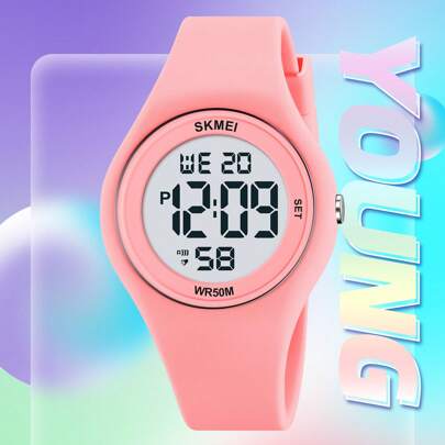  SKMEI 2317 Beautiful Girls Digital Watch Silicone Strap Luminous Calender Vintage Casual Women