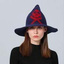1 Pc Halloween Knit Hat Vintage Wool Witch Hat Dress Up Party Holiday Decoration Masquerade Hat