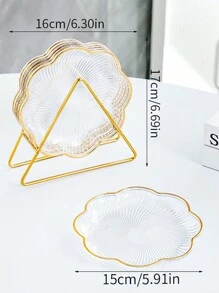 6pcs Set With Metal Rack, Plates, Square Tray, Waste Tray, Bone Tray, Fruit Tray, Dessert Tray, Cake Tray, Snack Tray, Breakfast Tray, Kitchen Supplies, Kitchen Utensils, Tableware Accessories