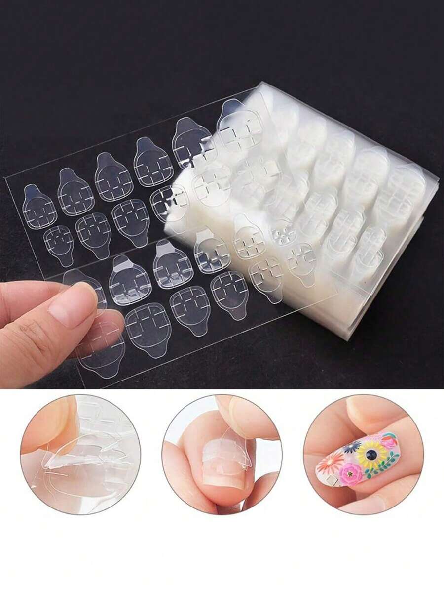 10 件/套美甲果冻凝胶指甲油贴纸，超薄果冻指甲贴纸，双面胶，透明，防水，可重复使用，用于指甲装饰、美甲用品、美甲工具、美甲工具、返校、指甲、按压指甲的美甲工具 - 無色 - 查看 1