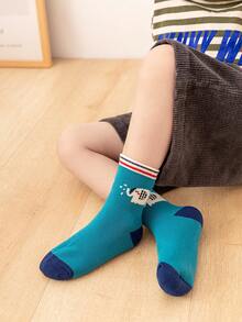 5 Pairs Elephant Pattern Flat Ankle Socks For Kids - Multicolor - View 5