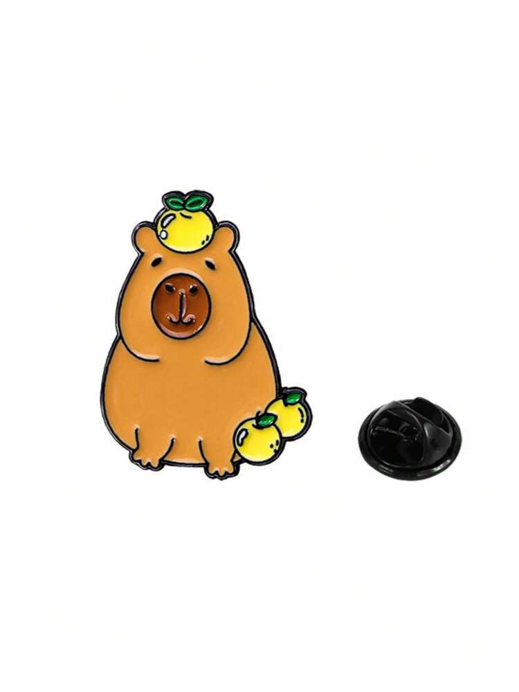 1 件装锌合金动物胸针可爱风格水豚儿童日常带字母徽章 - 彩色 - 查看 10