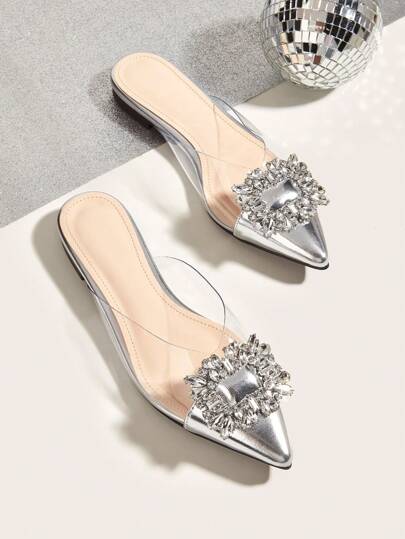 2024 Fashion Transparent Pointed Toe Mule Slippers For Women, Summer Valentines