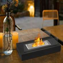 VA-Cerulean Bioethanol Table Fireplace - Round/Rectangular With 2 Or 4 Glass Panels, Stainless Steel Table Fire With Flame Arrester For Balcony And Living Room - Rectangular 2-sided Glass - View 7