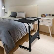 Height Adjustable Mobile Table 40x60-(67-80) Cm Height Adjustable Laptop Table Workstation Laptop Overbed Multi Table With Metal Frame & Rolling Castors - Black - Black - View 7