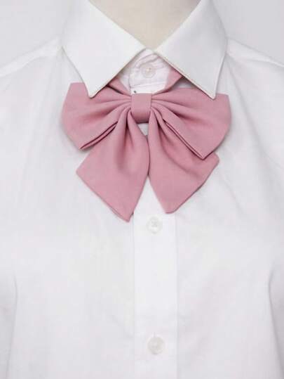 1pc Handmade Solid Color Polyester JK Tie With Clip-On Closure, Large Collar, Suitable For School Uniforms, Daily Wear And Festivals Valentine's Day