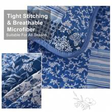 3 Pieces Plaid Blue Boho Queen King California King Size Patchwork Reversible Bedspread Coverlet Set For Soft Microfiber Bedding Set Pillowcase, Wedding Items,Valentines Day Home Bed Room Decor,Mothers Day Gift,All Season - 藍色 - 查看 3