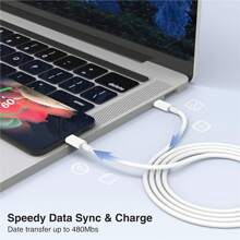 带电缆的 USBC 壁式充电器，双端口 iPhone 充电器 20WPD+OC3.0 电源适配器快速充电块插头和电缆适用于 iPhone14/14 Pro/14 Pro Max/13/12/11/Pro Max/XS/XR/X/Air Pods 等 - 白色 - 查看 6