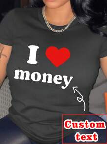 Áo phông nữ cá nhân hóa - Thêm văn bản/hình ảnh của riêng bạn (khẩu hiệu/trích dẫn/meme Internet) để thiết kế áo phông in tùy chỉnh của bạn. Quà tặng cho bạn gái/vợ, ngày lễ tình nhân, lễ tạ ơn, giáng sinh, kỷ niệm, sinh nhật, đám cưới, bạn thân - Màu xám đen - Xem 1