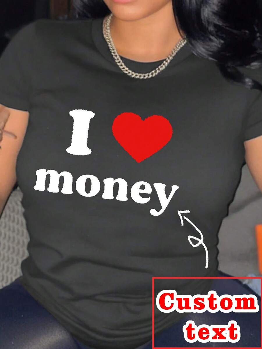 Áo phông nữ cá nhân hóa - Thêm văn bản/hình ảnh của riêng bạn (khẩu hiệu/trích dẫn/meme Internet) để thiết kế áo phông in tùy chỉnh của bạn. Quà tặng cho bạn gái/vợ, ngày lễ tình nhân, lễ tạ ơn, giáng sinh, kỷ niệm, sinh nhật, đám cưới, bạn thân - Màu xám đen - Xem 1