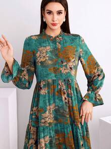 Vestido largo elegante de fiesta, playa y graduación con estampado, de manga larga, holgado y elegante para mujer, ideal para primavera e invierno