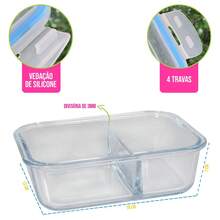 Hermetic Lunch Box 640ml Rectangular With 4 Locks And Divider Fitness Freezer Microwave Oven - Nhiều màu - Xem 2