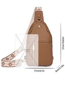 女士复古胸包 复古 PU 皮革单肩斜挎胸包 女士斜挎包 女式手提包 设计师款 2024 - 卡其色 - 查看 4