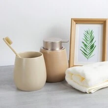 1个400毫升陶瓷手动按压式皂液器 - 宽口可重复灌装台面瓶，适用于洗手液、洗发水、润肤露 - 高品质，适用于浴室、厨房和酒店，无需用电 - 彩色 - 查看 9