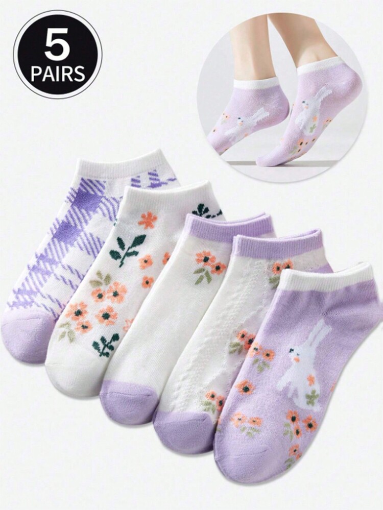 5 đôi tất ngắn mỏng viền ren hoa thời trang phong cách Nhật Bản dành cho nữ, mùa xuân hè thu - Nhiều màu - Xem 3