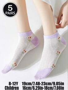 5 đôi tất ngắn mỏng viền ren hoa thời trang phong cách Nhật Bản dành cho nữ, mùa xuân hè thu - Nhiều màu - Xem 4