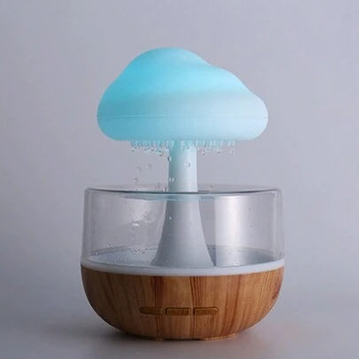 Máy tạo ẩm hình đám mây nấm sạc USB, 7 bóng đèn LED, máy khuếch tán tinh dầu dễ thương, đèn ngủ hình giọt mưa, máy tạo ẩm hoạt động êm ái, tạo không gian thư giãn, trang trí phòng, đèn ngủ mini, hỗ trợ giấc ngủ với âm thanh mưa dịu nhẹ.