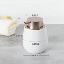 1个400毫升陶瓷手动按压式皂液器 - 宽口可重复灌装台面瓶，适用于洗手液、洗发水、润肤露 - 高品质，适用于浴室、厨房和酒店，无需用电 - 彩色 - 查看 11
