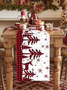 1 件圣诞桌旗，圣诞主题桌旗，涤纶桌旗，圣诞派对装饰桌旗，适合冬季圣诞派对家居餐桌装饰 - 彩色 - 查看 3