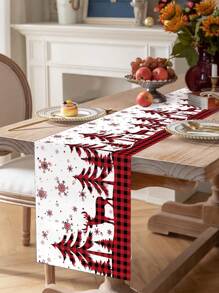 1 件圣诞桌旗，圣诞主题桌旗，涤纶桌旗，圣诞派对装饰桌旗，适合冬季圣诞派对家居餐桌装饰 - 彩色 - 查看 5