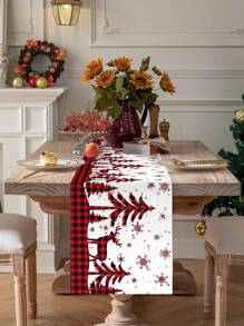 1 件圣诞桌旗，圣诞主题桌旗，涤纶桌旗，圣诞派对装饰桌旗，适合冬季圣诞派对家居餐桌装饰 - 彩色 - 查看 7