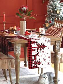 1 件圣诞桌旗，圣诞主题桌旗，涤纶桌旗，圣诞派对装饰桌旗，适合冬季圣诞派对家居餐桌装饰 - 彩色 - 查看 8
