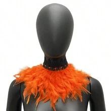 1pc Feather Necklace Collar, Steampunk Party Festival Gothic Collar Shawl, Carnival Accessory, Valentine's Day Costume - Hpwb - View 16