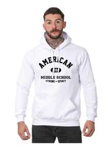 Men's Printed American Middle School Sweatshirt And Blouse - 白色 - 查看 1