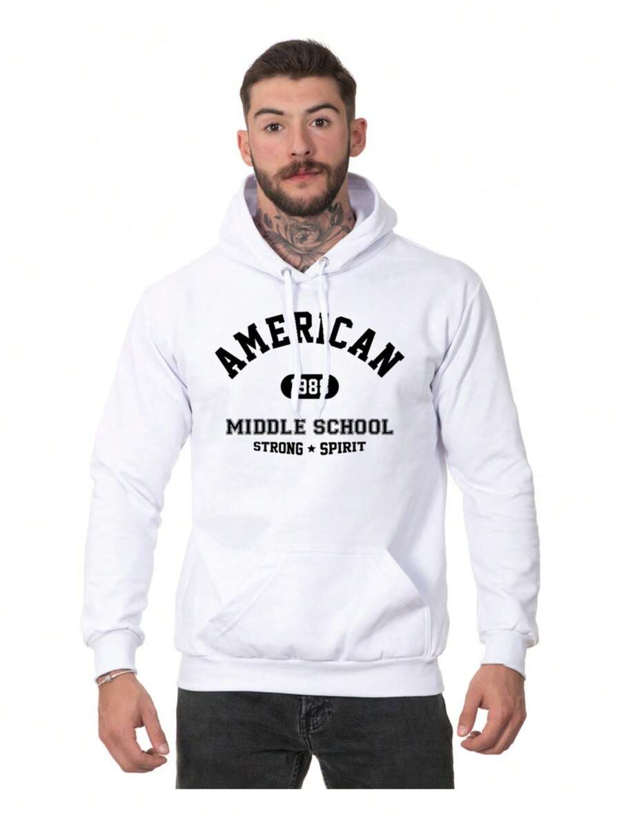 Men's Printed American Middle School Sweatshirt And Blouse - 白色 - 查看 1
