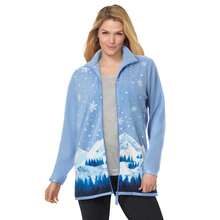 Woman Within Plus Size Zip-Front Microfleece Jacket - FRENCH BLUE MOUNTAIN - View 1