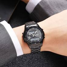 SKMEI 2284 金属多功能模拟数字世界时间钢表防水运动手表男士 Jam Tangan - 均碼 - 查看 7