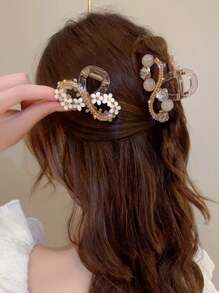 topshiny 1pc Elegant Ditsy Floral Hair Clip With Crystal Rose Decor, Suitable For Casual Wear And Photography, Fashion, Flower Claw Valentine's Day Hair Clips Hair Jaw Clip Hair Clamps Hair Clutch Hair Catcher Clip, Claw Clip Fall Winter Hair Accessories For Women For Vacation Outfits Woman