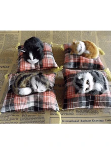 Estera de peluche simulación de gato adorable y realista, gatito durmiendo - Multicolor - Ver 7