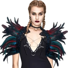 Halloween Victorian Gothic Feather Cape Shawl, Punk Shoulder Epaulettes Various Color Feather Wings Cape Shoulder For Women Men Cosplay Party Stage Halloween Show, Versatile Shoulder Wrap Design - Nhiều màu - Xem 2