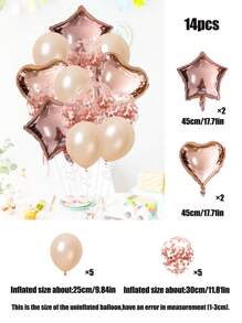 14pcs 18" Star & Heart Foil Balloons, 12" Transparent Sequins Latex Balloons, Suitable For Wedding/Birthday Party Decorations, Ramadan, Ramadan Decor, Eid Mubarak - Multicolor - View 19