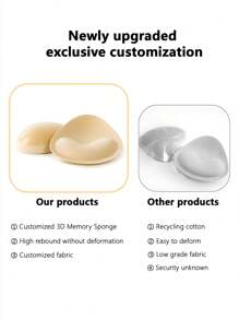 1pair Thickened Bra Pads, Push-Up Triangle Sponge Pads For Swimwear/Bikini, Self-Adhesive