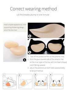 1pair Thickened Bra Pads, Push-Up Triangle Sponge Pads For Swimwear/Bikini, Self-Adhesive