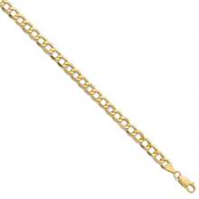 El collar de cadena de eslabón curvo hueco de 6.5mm de oro amarillo de 10k con lazo negro para hombres