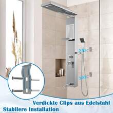 Froadp Stainless Steel Shower Panel 5 Functions Shower Column Rain Shower Waterfall Shower Massage Nozzles Hand Shower Shower Faucet Complete Kit - 銀色 - 查看 7