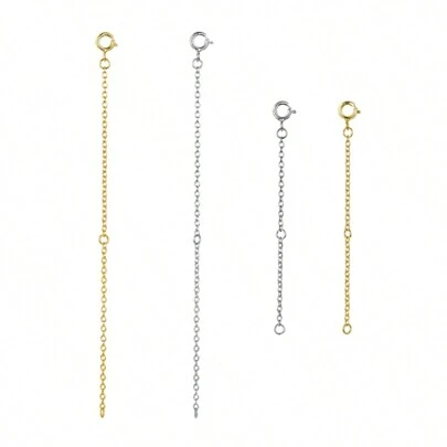  Bamoer 925 Sterling Silver Extended Chains With Lobster Clasps For DIY Necklace Extension Chain Auxiliary Lengthening Hypoallergenic Jewelry Making