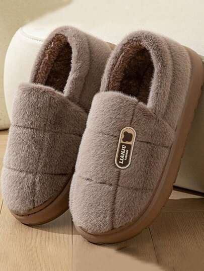 Large Size Men's EVA Sole Warm Slippers, Anti-Slip Indoor Slippers For Women And Men, Autumn And Winter
