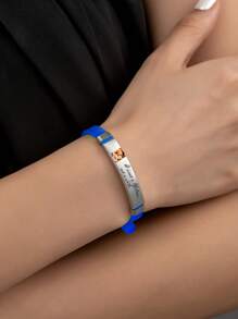 可定制彩色硅胶手链，带有文字/名字，不锈钢个性化励志引语照片手链，适合爱人，是情人节、圣诞节、万圣节的完美礼物