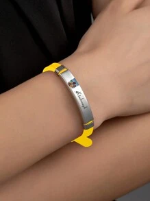 可定制彩色硅胶手链，带有文字/名字，不锈钢个性化励志引语照片手链，适合爱人，是情人节、圣诞节、万圣节的完美礼物